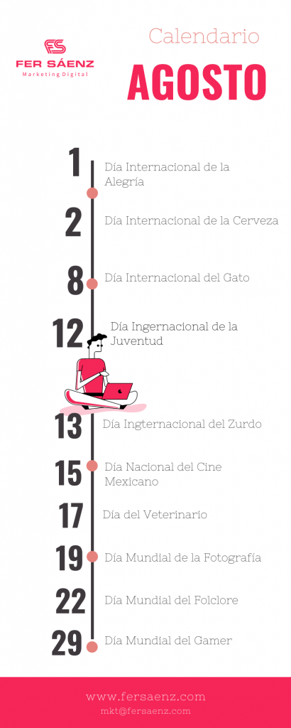 CALENDARIO REDES SOCIALES AGOSTO 2020 MEXICO